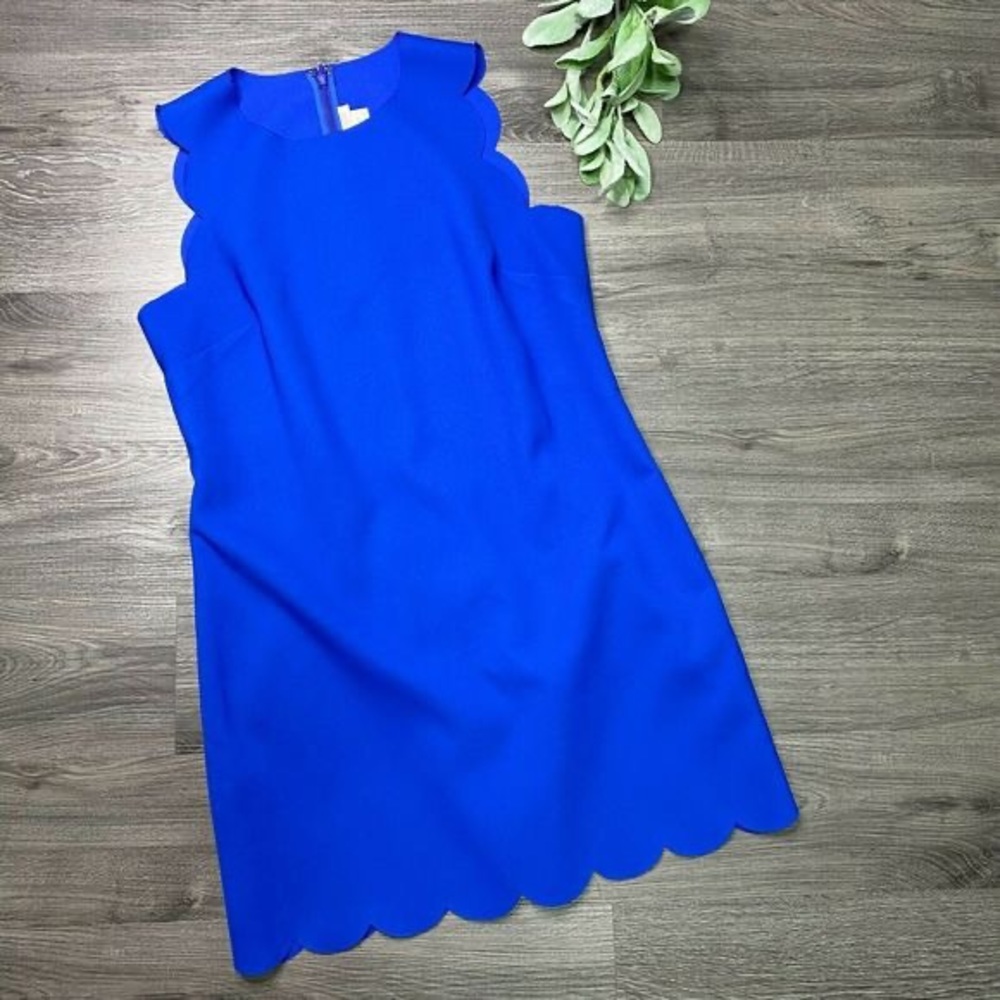 J. Crew Blue Scalloped Dress (Size 6)